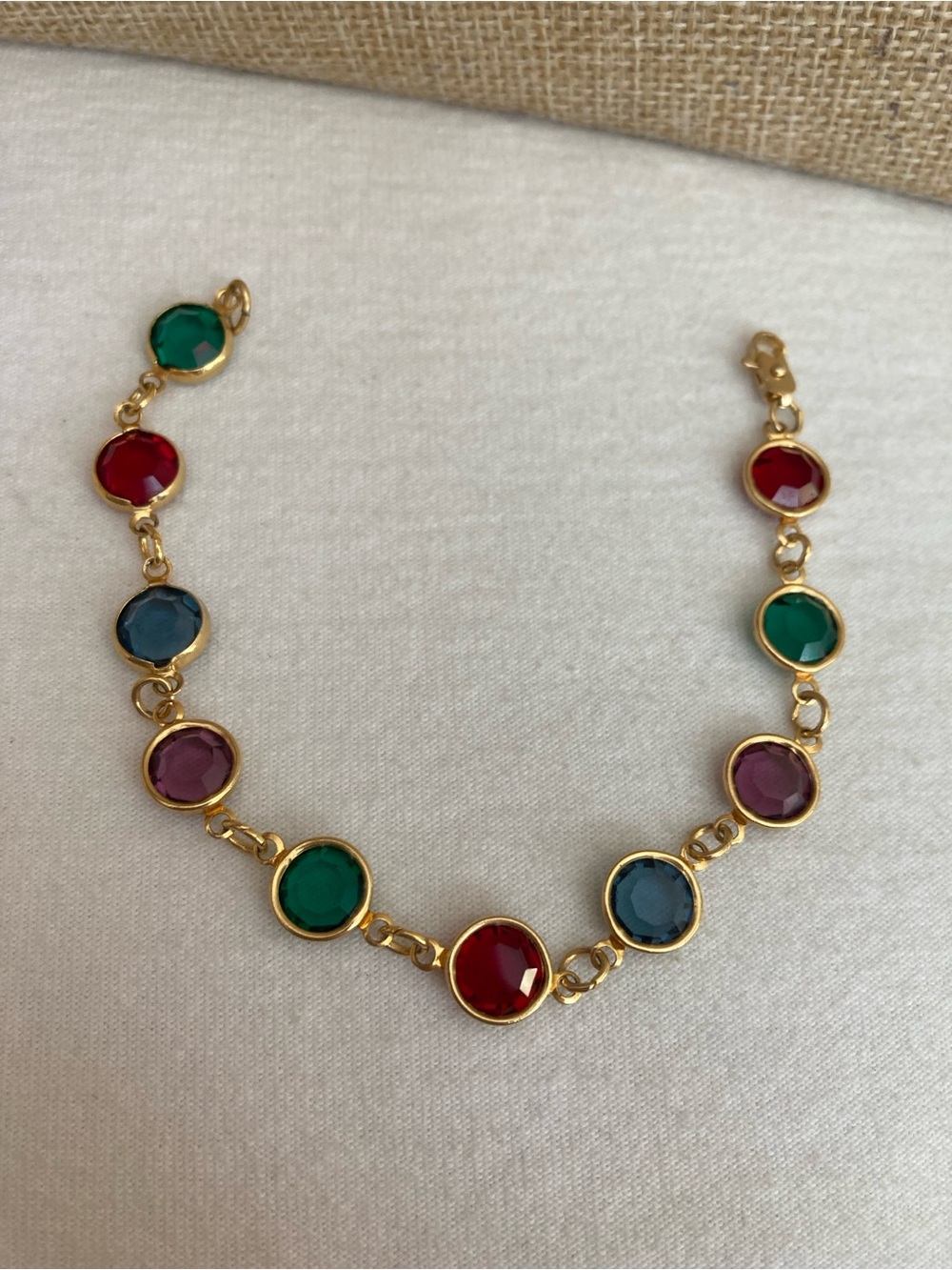 Multi Colored Bezel Crystals Vintage Bracelet